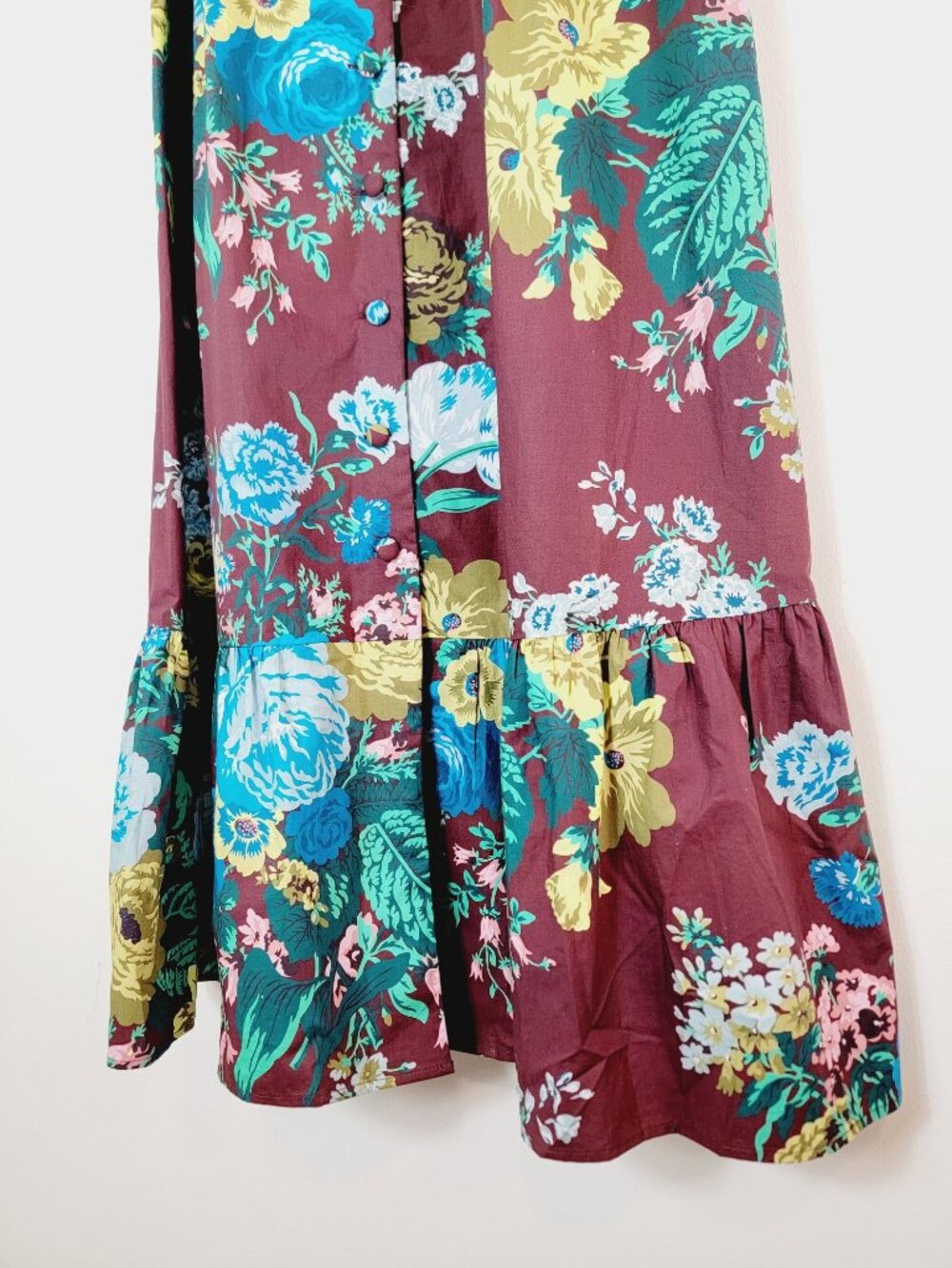 Tuckernuck Floral Alice Ruffle Puff Sleeve Front Full Button Midi Dress Size S - Picture 5 of 9